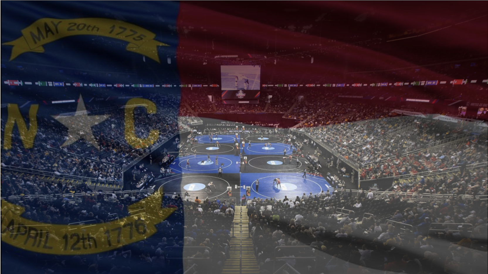 NC Wrestling Arena with State Flag